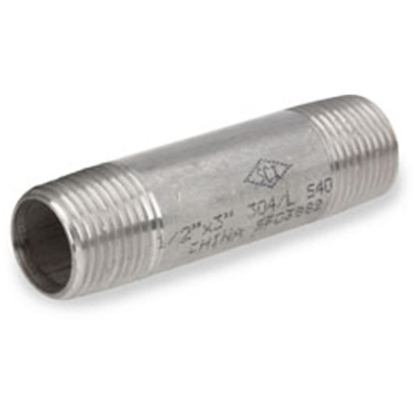 Smith-Cooper Smith-Cooper S8344NI003040B 0.375 x 4 in. Pipe Nipple S40 Stainless Steel 304 S8344NI003040B